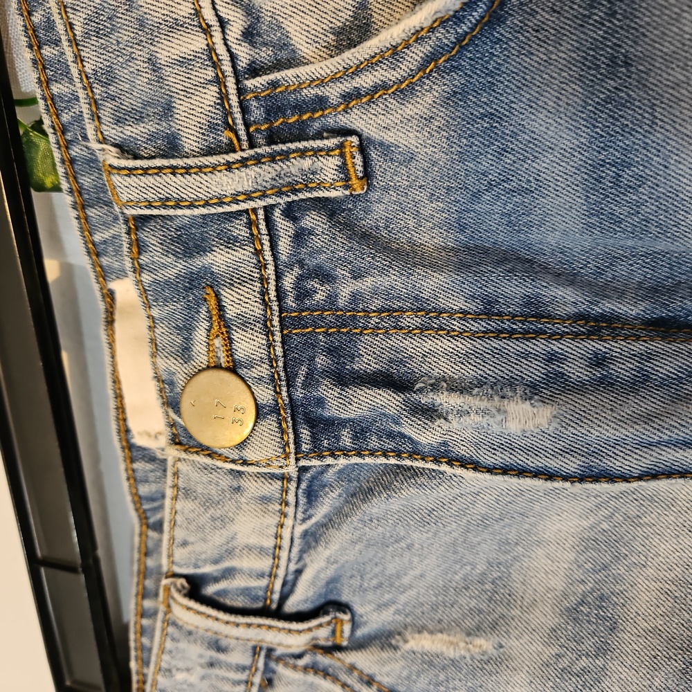 Gilded Intent Distressed Mid Rise Jean Shorts - Picture 2 of 10